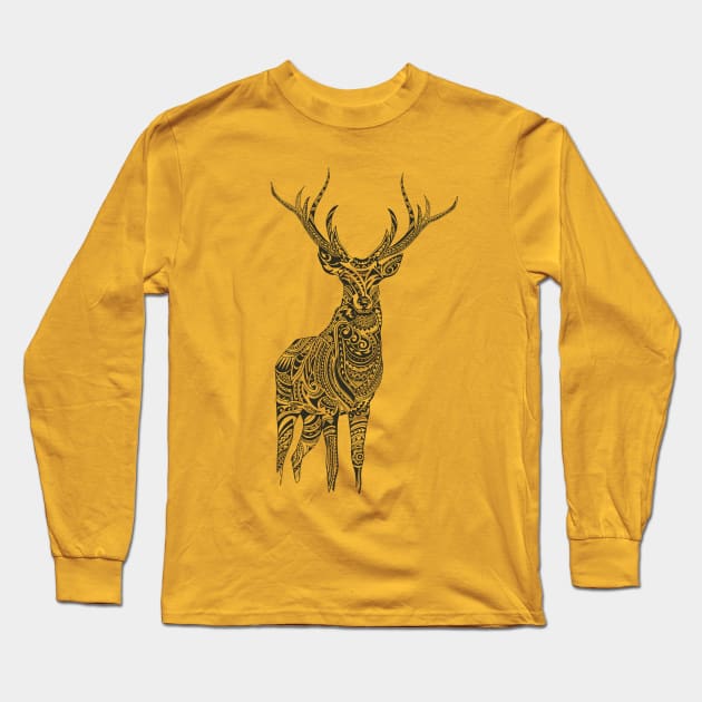 Polynesian Deer Long Sleeve T-Shirt by huebucket